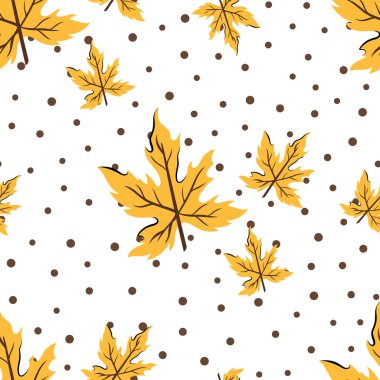 Yaprak akçaağaç desenli güzel bir sonbahar deseni. Tasarım tekstili veya arkaplan için vektör arkaplanı.