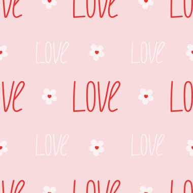 Sevgi ve küçük bir kalple mükemmel bir düzen. Vektör Pastel arkaplanı. Sevgililer Günü ve aşk