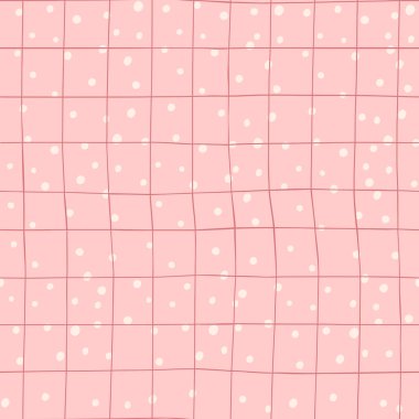 Noktalı şirin, dikişsiz, soyut işaretlenmiş desen. Vektör Pastel arkaplanı. İskandinav tarzı