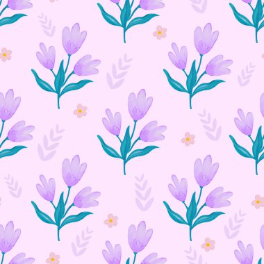 Taze ve doğal bir görünüm sunan suluboya desenli kusursuz bir çiçek deseni. Giysiler, dijital baskılar ve dekoratif arka planlar için harika..