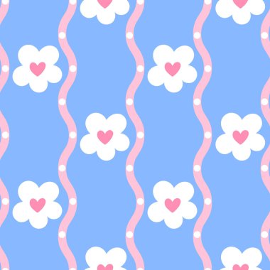 Minimalist ve zarif vektör deseni papatya çiçekleri, pastel renkler ve nazik çizgileri birleştirerek duvar kağıtları, tatil dekorasyonları ve tekstil tasarımları için hafif ve havadar bir zemin oluşturur..