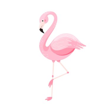 Pastel renkli flamingo minimalist, düz bir tarzda, çocukların çizimleri, klipleri ve dijital logoları için mükemmel, neşeli, egzotik bir cennetin özünü yakalıyor..