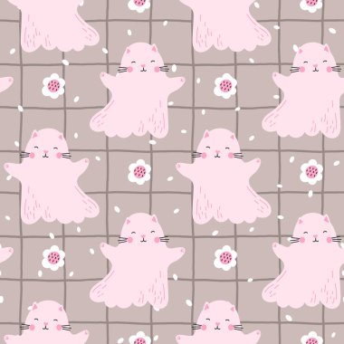 Fotoğraf çerçevesinde, kalplerde ve çiçek elementlerinde kusursuz desenli oynak kedi yavruları var. Tekstil, duvar kâğıtları ve çocuk ürünleri için ideal. Samimi, sevimli ve moda tasarım.