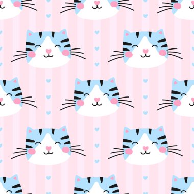 Şirin kedi yavruları, pençeler ve kalplerden oluşan kusursuz bir model. Çocuk modası, tekstil ürünleri ve oyuncu geçmişleri için ideal. Şık ve modern tasarım.