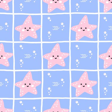 Kawaii 'nin pürüzsüz okyanus deseni ve yumuşak bir su altyapısı var. Şirin çocuk kumaşı, duvar kağıdı ve ambalaj kağıdı için tasarlandı..