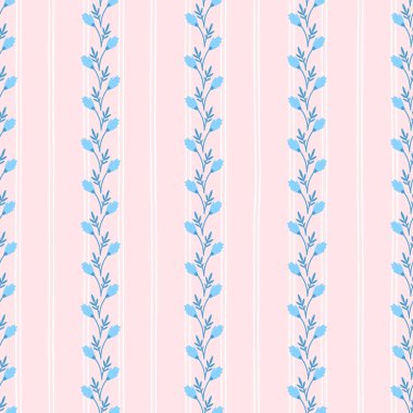 Kawaii çiçeksiz desenli papatya, papatya ve orman dokunuşları. Bebek ürünleri, bahar kumaşları ve rahat duvar kağıtları için ideal..