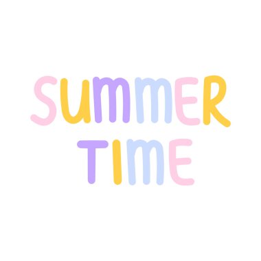Yumuşak, renkli tonlu tuhaf yaz yazı tipografisinin vektör çizimi. Modern tebrik kartları, kawaii alıntıları ve eğlenceli tatil temaları için mükemmel..