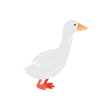 Kawaii tarzında asgari ve basit bir kaz vektör çizimi. Çocuk çıkartmaları, dost canlısı hayvan simgeleri ve nazik yaban hayatı sanat eserleri için harika..