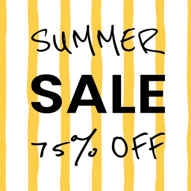 Parlak yaz satışı vektörü 75 off-FF metin ve limon satırı. Mevsimlik promosyonlar, afişler ve perakende reklamlar için mükemmel..