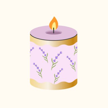 Kawaii tarzında sıcak tonlarda ve samimi estetik ile el yapımı lavanta mumları. Sonbahar tebrik kartları, romantik çizimler ve sezonluk projeler için idealdir..