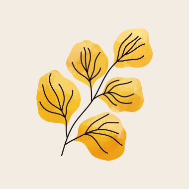 Sonbahar yeşilliği suluboya vektör çizimi. Sosyal medya, hatıra defteri ya da ürün ambalajı için harika.