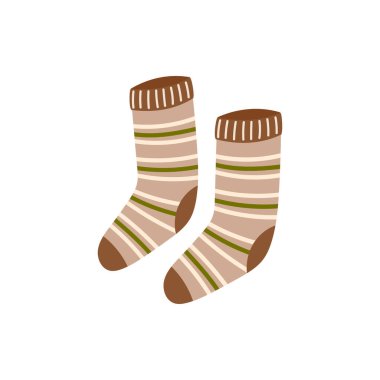 Örgü dokuları ve kalın yün kumaşlı rahat sonbahar çoraplarının vektör çizimi mevsimlik moda ve günlük giysi tasarımları için mükemmeldir..