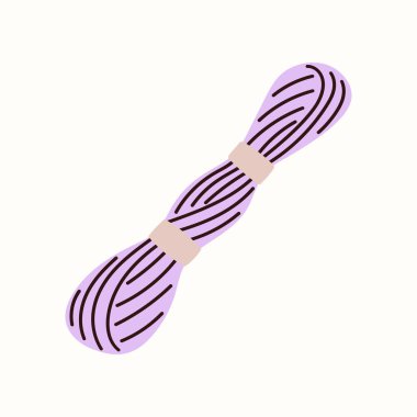 Yumuşak renklerde ve temiz çizgilerle nakışlı diş ipliği vektör illüstrasyonu. Dikiş çıkartmaları, el sanatları, dikiş projeleri ve yaratıcı hobiler için idealdir..