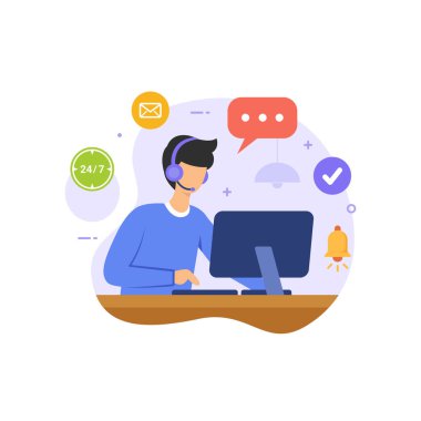 Müşteri hizmetleri çağrı merkezi vektör çizimi