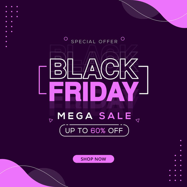 Черная пятница продажи баннер социальных медиа пост шаблон векторной графики