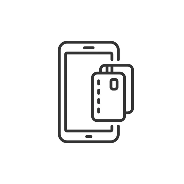 Mobiele Debet Creditcardlijn Pictogram Vectorafbeelding — Stockvector