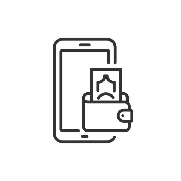 Wallet Für Mobile Payment Line Icon Vektorgrafik — Stockvektor