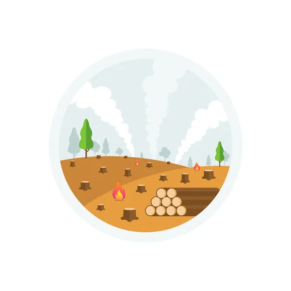 Entwaldung Erde Design Konzept Vektor Illustration — Stockvektor