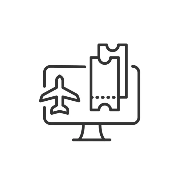 Avión Línea Reserva Billetes Línea Icono Gráfico Vectorial — Vector de stock