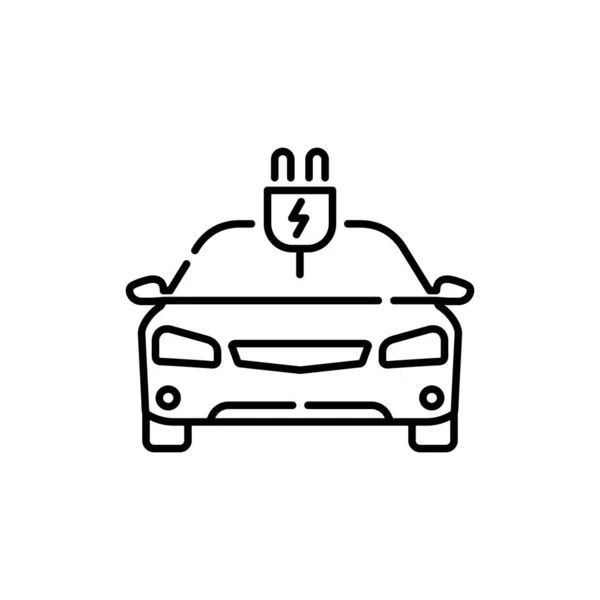 Elektroauto Liniensymbol Mit Elektrischer Steckervektorgrafik — Stockvektor