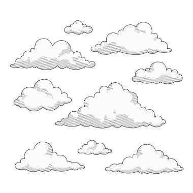 Set of clouds doodle sketch hand drawn vector illustration