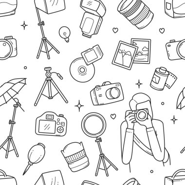 Photography doodle seamless pattern wallpaper background