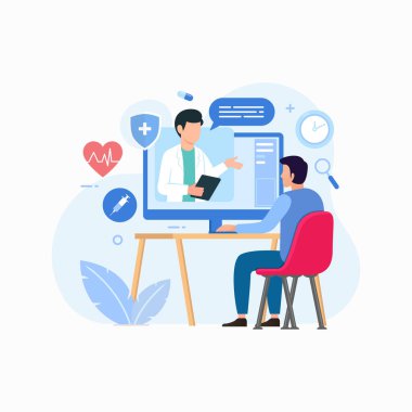 Online doctor consultation service. Patient consulting doctor using online technology through online medical application