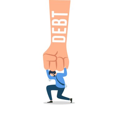 Financial crisis and debt concept. Young people are under pressure from a large debt burden clipart