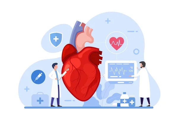 Heart Care Medical Diagnostic Design Concept Doctors Treat Heart Disease — Stock vektor