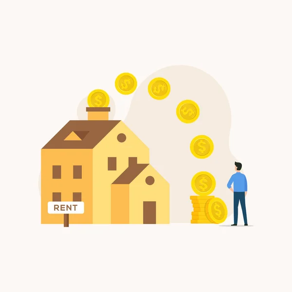 People Make Money House Rent Concept Vector Illustration — стоковый вектор