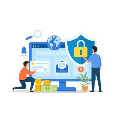 Web sayfası vektör illüstrasyonu için internet güvenliği kavramı