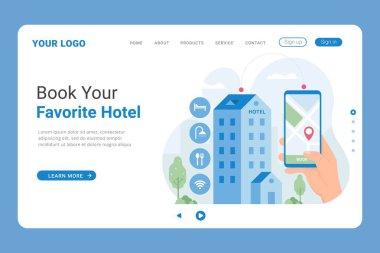 Otel rezervasyon çevrimiçi iniş sayfası şablonu