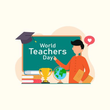 Öğretmenin jest çizimini açıkladığı mutlu öğretmenler günü afişi konsepti