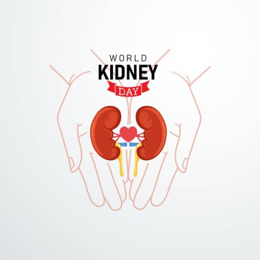 Dünya Böbrek Günü posteri ya da afiş vektör illüstrasyonu. Böbrek Bakımı Farkındalık Kampanyası