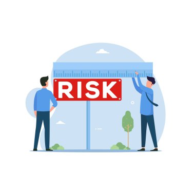 İşadamı, iş hayatındaki riskleri değerlendirir. İş adamı risk çizimi kavramını ölçmek için bir cetvel kullanır