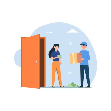 Nakit teslimat vektör illüstrasyonu. Nakliye işi tasarım konsepti