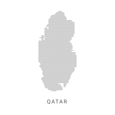 Katar 'ın noktalı haritası. Işık arka planında siyah noktalar olan form. Vektör illüstrasyonu