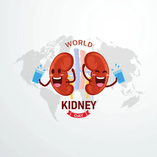 World Kidney Day Poster Banner Vector Illustration Inglês Campanha Sensibilização Vetor De Stock