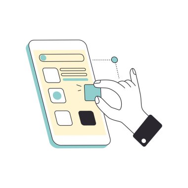 Uygulama kavramı illüstrasyonunda kullanıcı arayüzü geliştirmesi