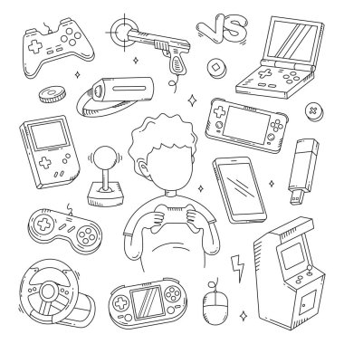 Video oyunu konsol karalama çizgisi çizimi çizimi