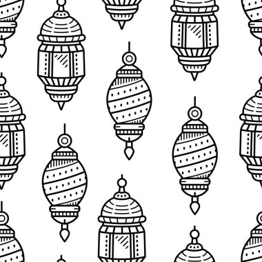 Fener çizimi çizimi, el çizimi, kusursuz desen arkaplanı