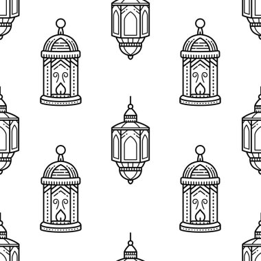 Fener çizimi çizimi, el çizimi, kusursuz desen arkaplanı