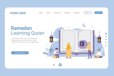 İniş sayfasında Ramazan ayı illüstrasyonunda Kuran 'ı daha fazla okuyun