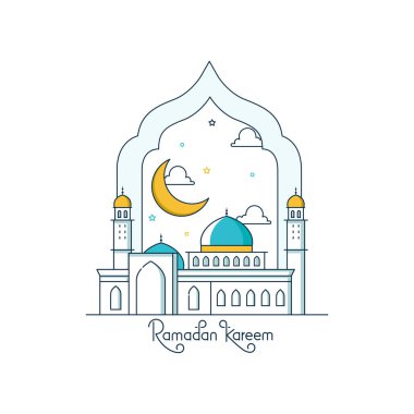 Ramazan kareem tebrik kartı ve karalama çizgisi.