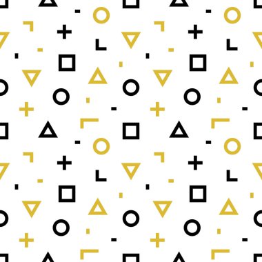 Sancak, kart ve el ilanları için soyut geometrik şekiller, Memphis tarzı desen tasarımı