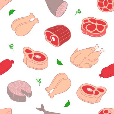 Et düz çizgi film kusursuz desenli duvar kağıdı arkaplan vektör illüstrasyonu