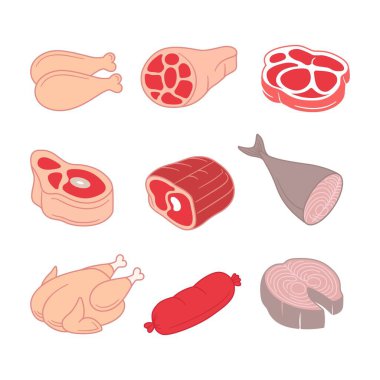 Etli nesne düz vektör karikatür çizimi