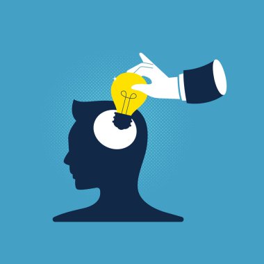 Ortağına fikir veren eli kesilmiş bir işadamı. İş konsepti vektör çizimi