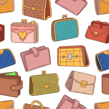 Kadın Cüzdanları kusursuz desenli vektör çizimi çizimi