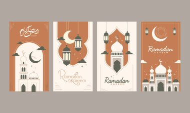 Ramazan kareem sosyal medya hikayeleri Arapça kaligrafi ile tasvir edilirse bu cömert tatil vektör çizimi anlamına gelir. Ramazan İslam 'da kutsaldır.